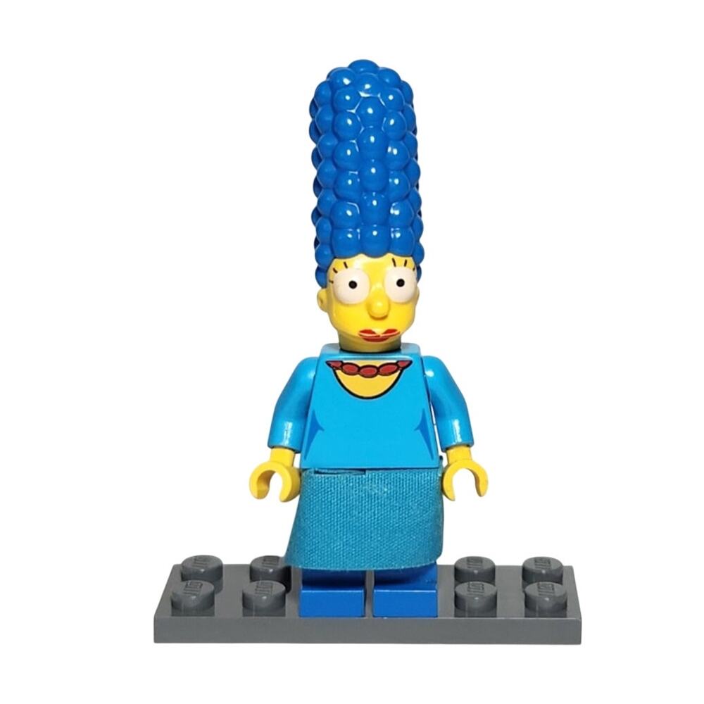 Lego Simpsons Marge Simpson Minifigure With Blue Apron On A Tile VG Pre-owned